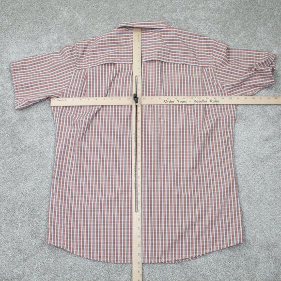 Eddie Bauer Shirt Mens Large‎ Orange/Gray Polyester/Cotton S/S Button Up - Picture 11 of 13
